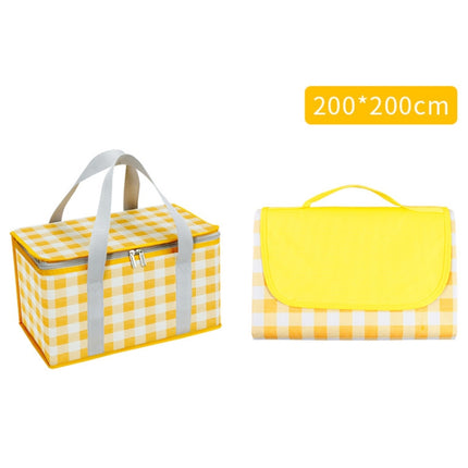 JY2209 Camping Moistureproof Portable Picnic Basket Set, Spec: Yellow White+200x200cm-garmade.com