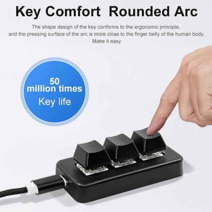 MK321 3 Keys Custom Keys Game Office PS Clip Macro Programming Keypad, Cable Length: 1.5m(Black)-garmade.com