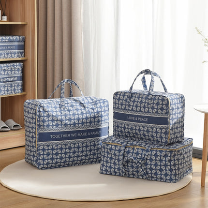 Portable Home Clothes Organizer Moving Bag, Specification: 60x40x24cm(Blue Base White Flower)-garmade.com