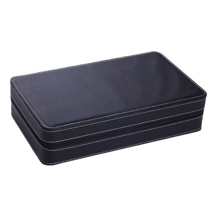 12 Bit Zipper Watch Box Storage Display Box PU Zipper Bag Watch Box(Black)-garmade.com