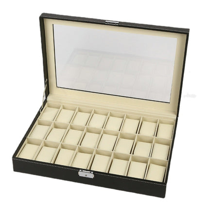 24 Bit PU Leather Watch Storage Box Display Box-garmade.com