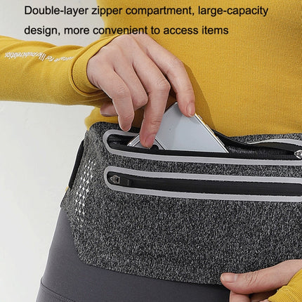 Outdoor Double Zipper Sports Waterproof Lycra Body Slim Waist Bag(Black)-garmade.com