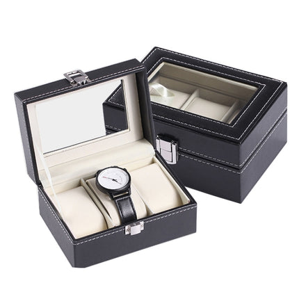 3 Bit PU Leather Watch Storage Box Display Box(Black)-garmade.com