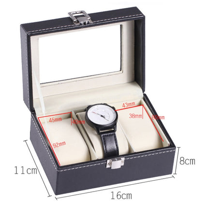 3 Bit PU Leather Watch Storage Box Display Box(Black)-garmade.com