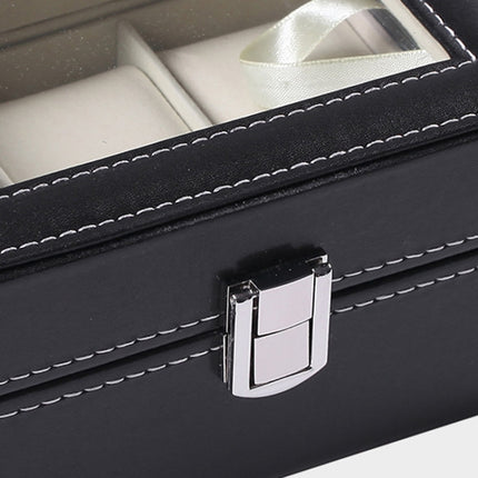 3 Bit PU Leather Watch Storage Box Display Box(Black)-garmade.com