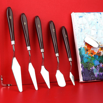 1 Sets/5PCS Wooden Handle Acrylic Painting Gouache Paint Knife-garmade.com