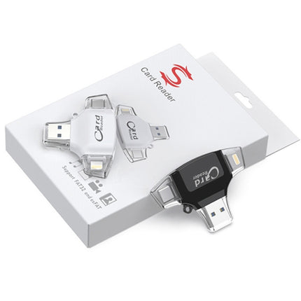USB 2.0+8Pin +Type-C+Micro USB 4 In 1 Card Reader Supports Reading SD&TF Card(Black)-garmade.com