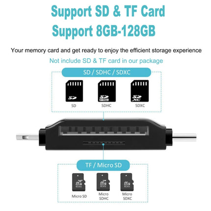 USB 2.0+8Pin +Type-C+Micro USB 4 In 1 Card Reader Supports Reading SD&TF Card(Black)-garmade.com