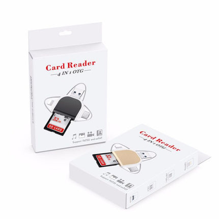 R015 USB2.0 & Micro USB+8Pin+Type-C 4 In 1 Card Reader Supports SD/TF Card(Rose Gold)-garmade.com