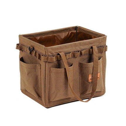 Outdoor Folding Storage Open-mouth Box Camping Storage Tool Bag(Sand Color)-garmade.com