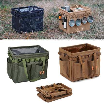 Outdoor Folding Storage Open-mouth Box Camping Storage Tool Bag(Army Green)-garmade.com