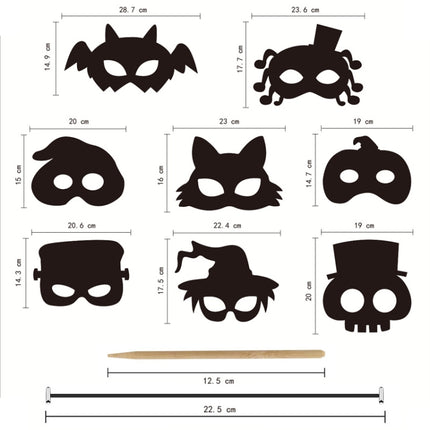 8 Pcs/Set Halloween Scratch Paper Mask Toys for Children-garmade.com