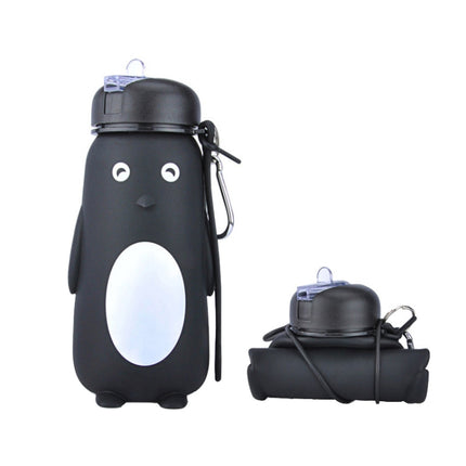 Cute Cartoon Foldable Sports Water Bottle, Color: Penguin (Black)-garmade.com