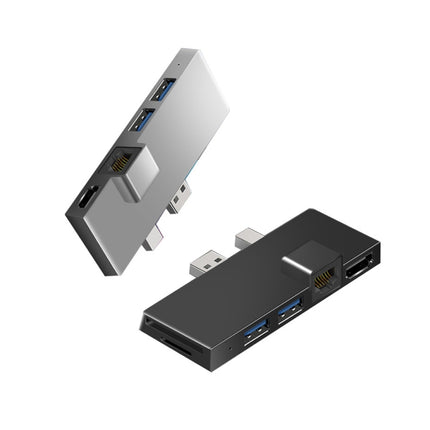 W05 8 In 1 USB3.1 Gne1 Ethernet RJ45 Converter For Surface Pro4/5/6(Black)-garmade.com