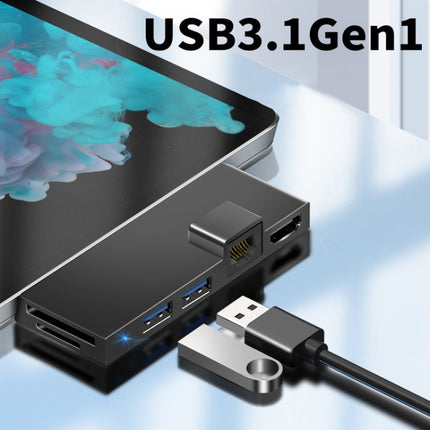 W05 8 In 1 USB3.1 Gne1 Ethernet RJ45 Converter For Surface Pro4/5/6(Black)-garmade.com