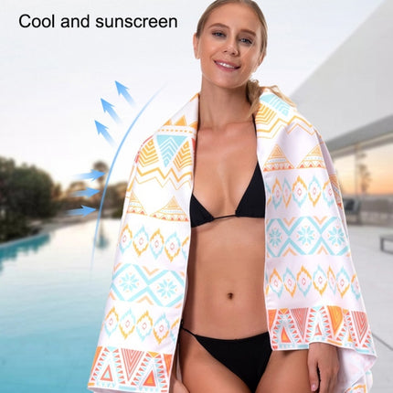 Printed Solid Color Beach Vacation Swimming Bath Towel Beach Towel, Color: Rainbow Stripe(Round Mesh Bag)-garmade.com