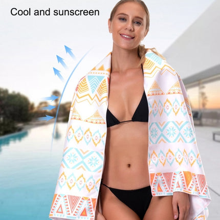 Printed Solid Color Beach Vacation Swimming Bath Towel Beach Towel, Color: Amber Bohemia(Round Mesh Bag)-garmade.com
