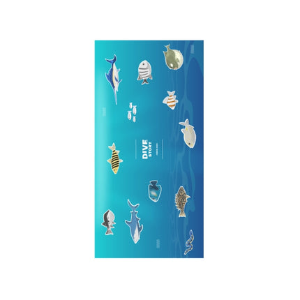 Printed Solid Color Beach Vacation Swimming Bath Towel Beach Towel, Color: Marine Blue Fish Group(Round Mesh Bag)-garmade.com