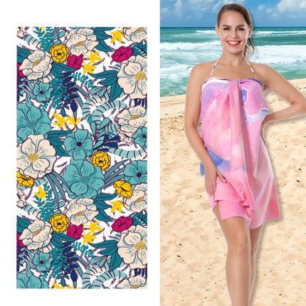 Single Side Printed Swimming Quick Dry Beach Towel, Size: 80x160cm(Green Wild Flowers)-garmade.com