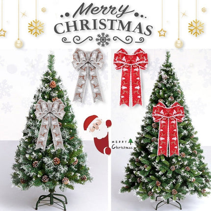 Fine Linen Plaid Christmas Bow Festive Scene Decoration(Khaki)-garmade.com