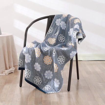 Cotton Bath Towel Soft Comfortable Beach Towel(Little Flower Gray)-garmade.com