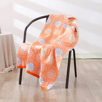 Cotton Bath Towel Soft Comfortable Beach Towel(Little Flower Orange)-garmade.com