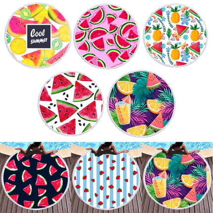 BL002 Microfiber and Fringed Soft Comfortable Circular Print Beach Towel-garmade.com