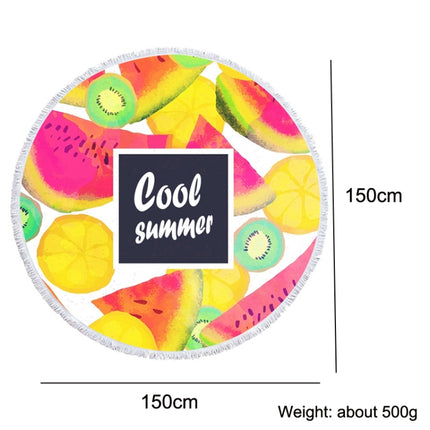 BL002 Microfiber and Fringed Soft Comfortable Circular Print Beach Towel-garmade.com