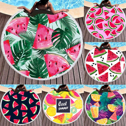 BL002 Microfiber and Fringed Soft Comfortable Circular Print Beach Towel-garmade.com