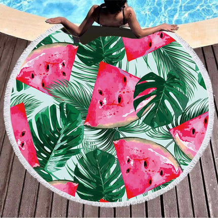 BL004 Microfiber and Fringed Soft Comfortable Circular Print Beach Towel-garmade.com