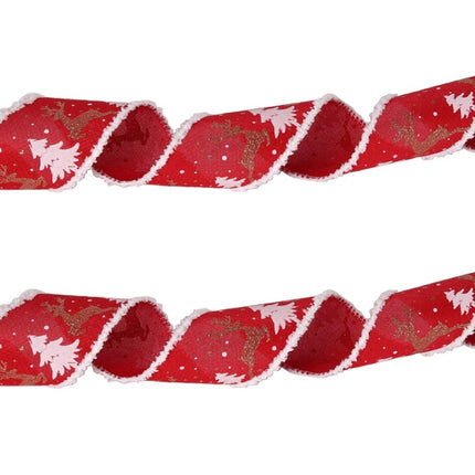 Christmas Imitation Hemp Ribbon Decoration With Wire, Length: 2M Red White Edge-garmade.com