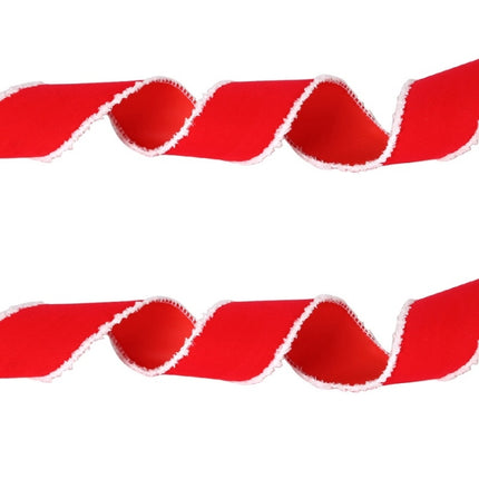 Christmas Imitation Hemp Ribbon Decoration With Wire, Length: 2M Pure Red White Edge-garmade.com