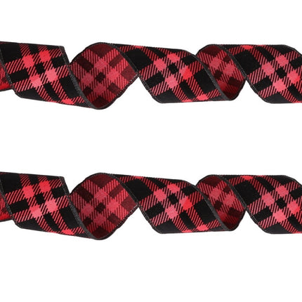 Christmas Imitation Hemp Ribbon Decoration With Wire, Length: 4M Black Red Grid-garmade.com