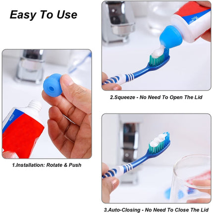 5 PCS Manual Silicone Self-Sealing Toothpaste Cap Aid(Red)-garmade.com