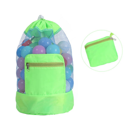 Double Shoulder Mesh Backpack Toy Storage Beach Bag For Children(Green)-garmade.com