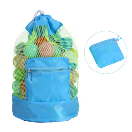 Double Shoulder Mesh Backpack Toy Storage Beach Bag For Children(Blue)-garmade.com