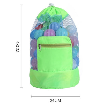 Double Shoulder Mesh Backpack Toy Storage Beach Bag For Children(Green)-garmade.com