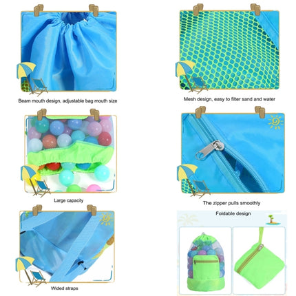 Double Shoulder Mesh Backpack Toy Storage Beach Bag For Children(Rose Red)-garmade.com