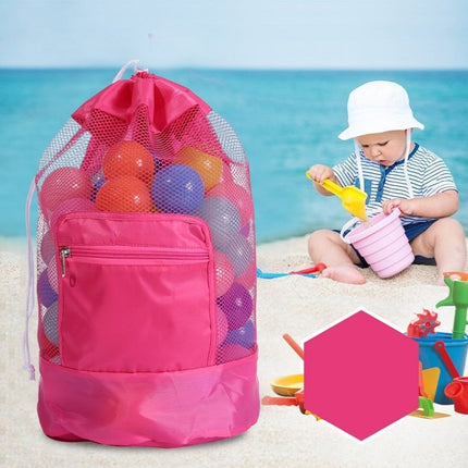 Double Shoulder Mesh Backpack Toy Storage Beach Bag For Children(Rose Red)-garmade.com