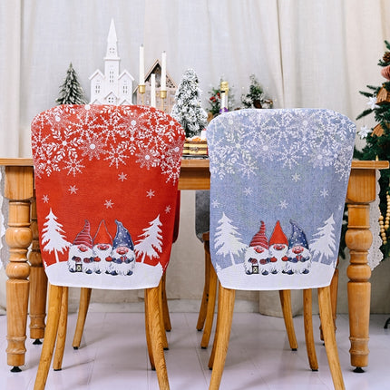 Christmas Cartoon Forest Snowflake Chairs Cover Decorative Supplies(Red)-garmade.com