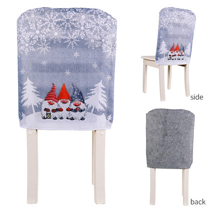 Christmas Cartoon Forest Snowflake Chairs Cover Decorative Supplies(Gray)-garmade.com