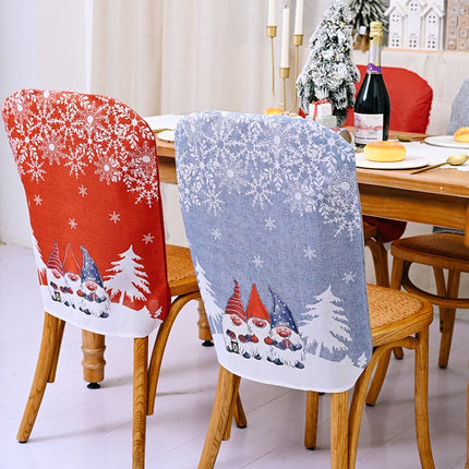 Christmas Cartoon Forest Snowflake Chairs Cover Decorative Supplies(Red)-garmade.com