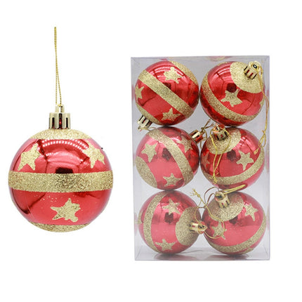 6pcs/pack 6cm Painted Christmas Ball Decoration Props(Pentagram)-garmade.com