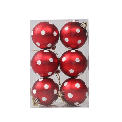 6pcs/pack 6cm Painted Christmas Ball Decoration Props(Red White Dot)-garmade.com