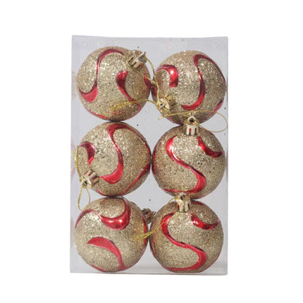 6pcs/pack 6cm Painted Christmas Ball Decoration Props(S -shaped Pattern)-garmade.com
