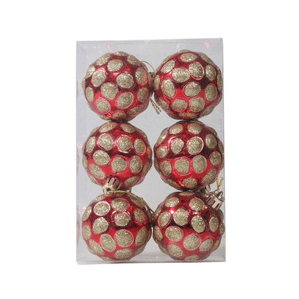 6pcs/pack 6cm Painted Christmas Ball Decoration Props(Red Golden Honeycomb)-garmade.com