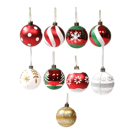 6pcs/pack 6cm Painted Christmas Ball Decoration Props(Red Green and White Spiral Stripes)-garmade.com