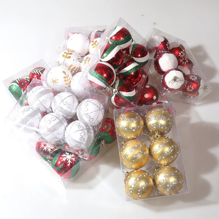 6pcs/pack 6cm Painted Christmas Ball Decoration Props(Golden Star Dot Horizontal Line)-garmade.com