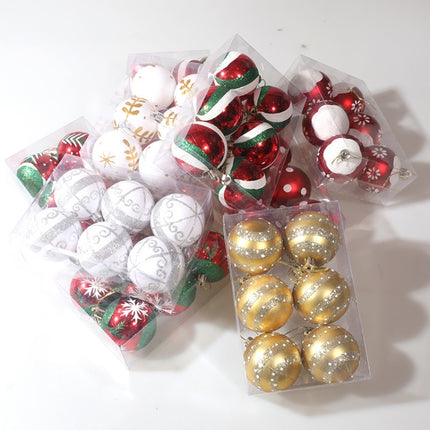 6pcs/pack 6cm Painted Christmas Ball Decoration Props(S -shaped Pattern)-garmade.com