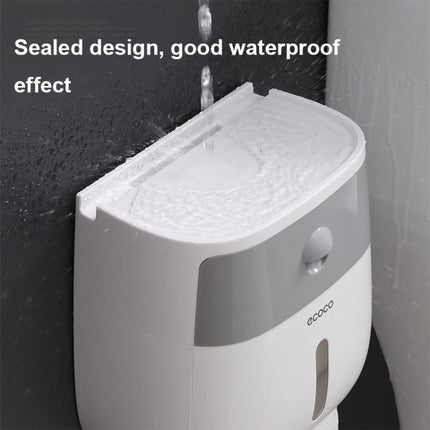 ECOCO E1804 Toilet Multifunctional Double-layers Tissue Rack(White+Black)-garmade.com